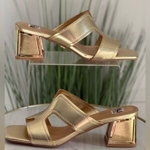 NIB Ninety Union Gold Metallic Women’s Slide Sandal Mule